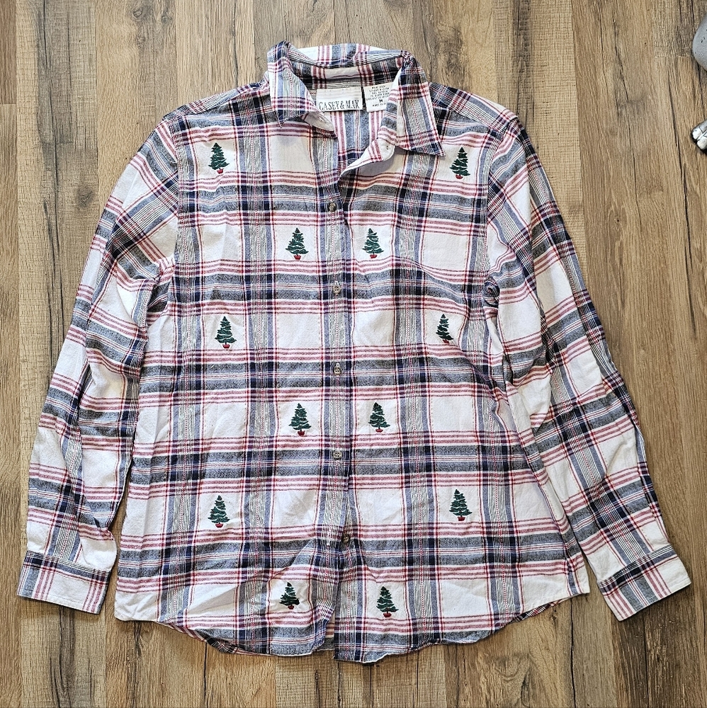Casey & Max Plaid Button Up Christmas Shirt Size Medium